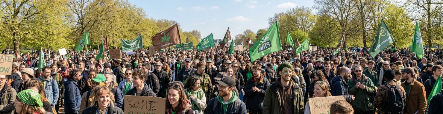 Rassemblement du 20 avril journée mondiale du cannabis, 420 signification festive