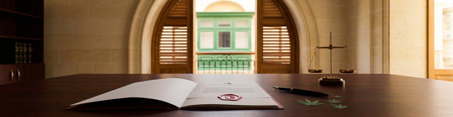 Bureau administratif maltais avec dossier officiel illustrant la reglementation ARUC des CHRA