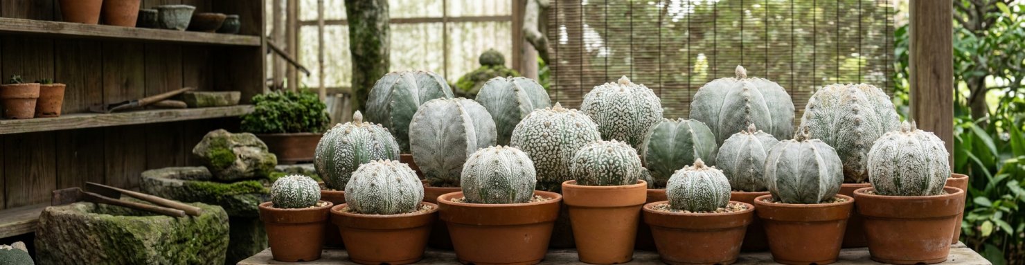 Collection japonaise de cultivars Astrophytum rares super kabuto onzuka et fukuryu en pots