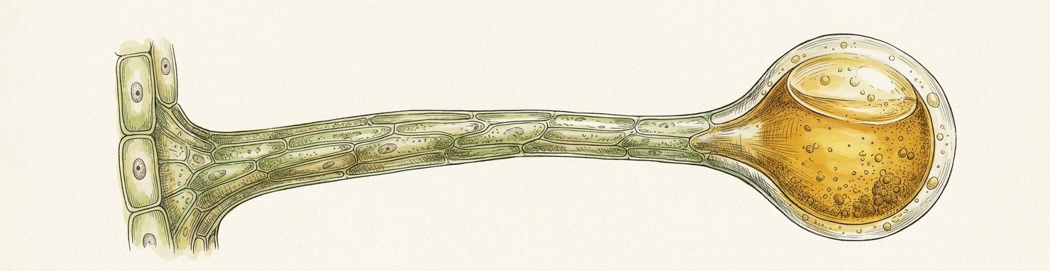 Vue microscopique d'un trichome glandulaire capitate stipité
