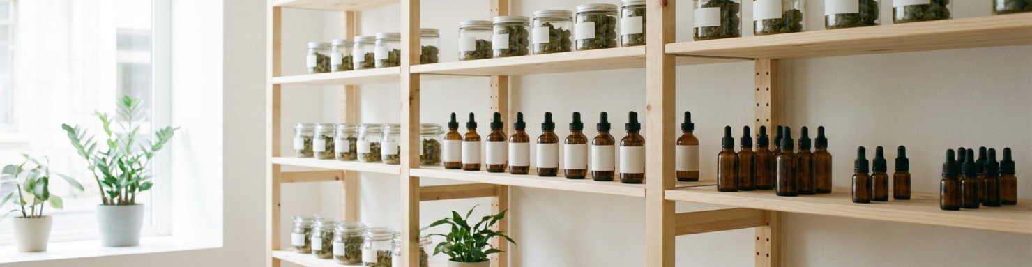 Produits CBD légaux exposés dans une boutique en France