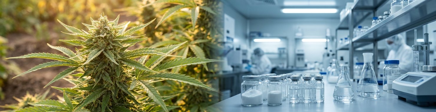Comparaison visuelle entre le cannabis naturel et les cannabinoïdes de synthèse en laboratoire