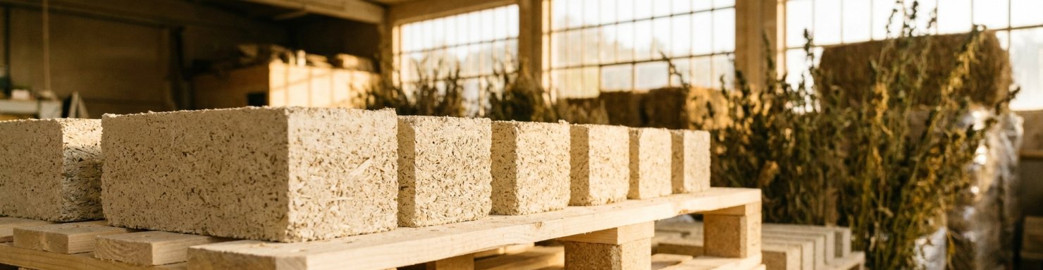 Fabrication d'une brique de chanvre à partir de chènevotte et chaux dans un atelier français