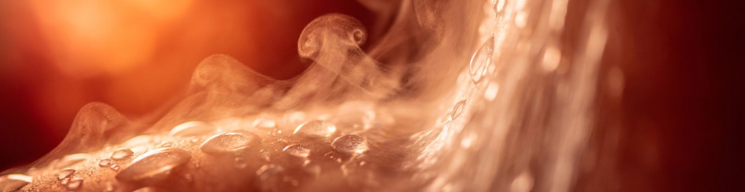 Vapeur d'une douche très chaude illustrant l'activation thermique des récepteurs TRPV1